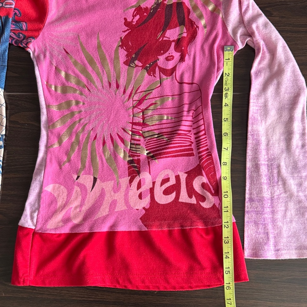 Custo Barcelona Pink & Red Graphic Long Sleeve Tee - Picture 4 of 5